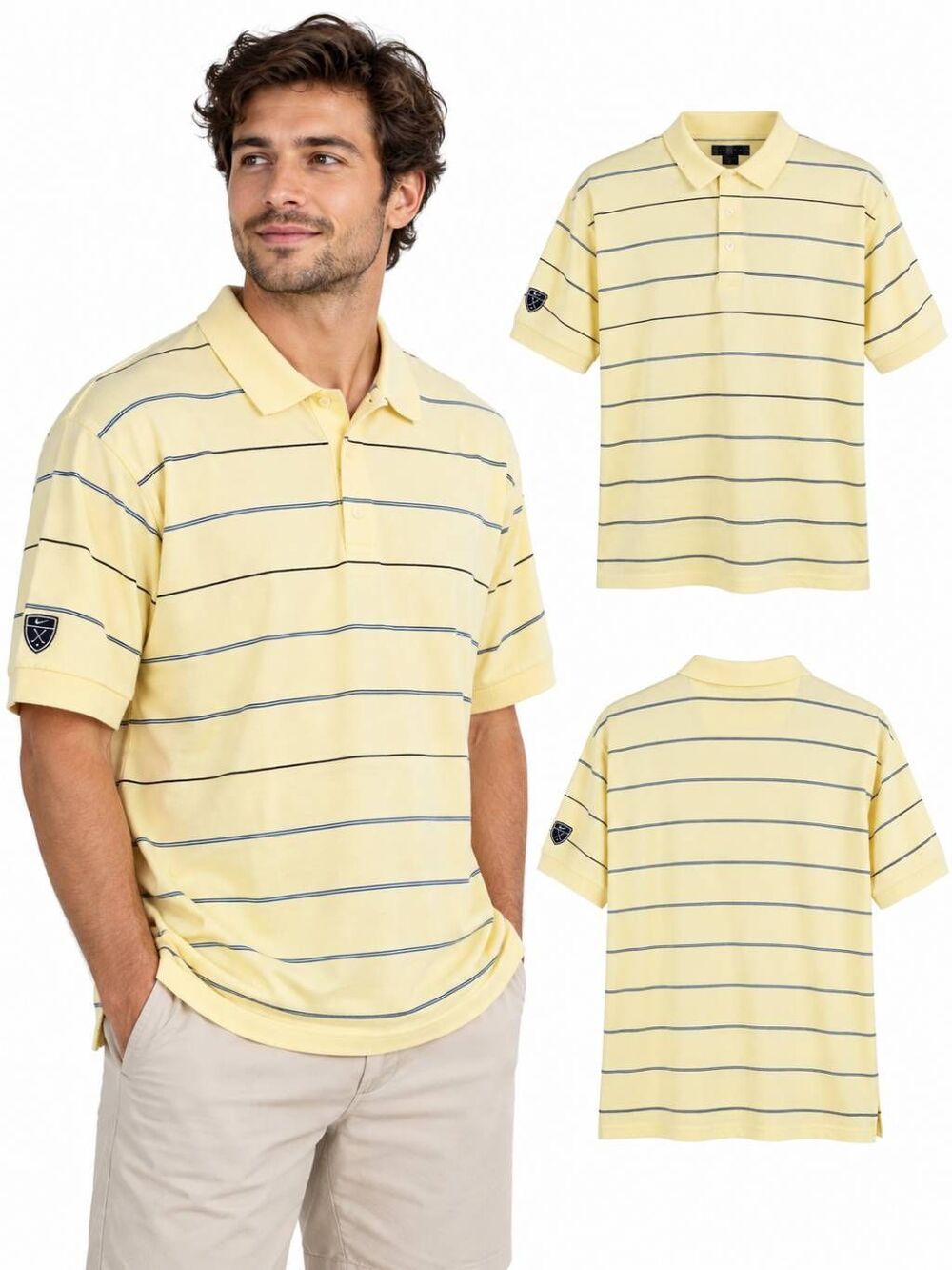 Nike Golf XL Yellow Stripe SS Polo Shirt